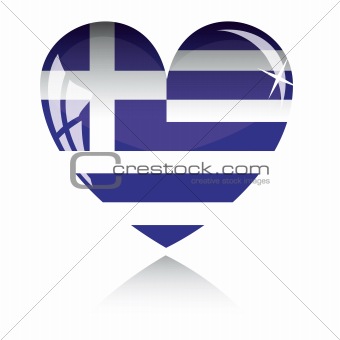 Vector heart with Greece flag texture isolated on a white.