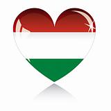 Vector heart with Hungary flag texture isolated on a white.