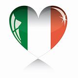 Vector heart with Italy flag texture isolated on a white.