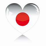Vector heart with Japan flag texture isolated on a white.
