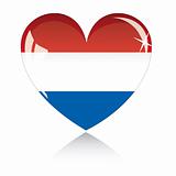 Vector heart with Netherland flag texture isolated on a white.