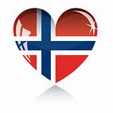 Vector heart with Norwey flag texture isolated on a white.