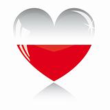 Vector heart with Poland flag texture isolated on a white.