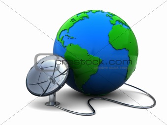 earth globe and satellite antenna