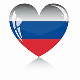 Vector heart with Russia flag texture isolated on a white background.