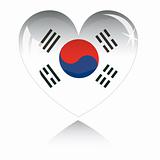 Vector heart with Korea flag texture isolated on a white.