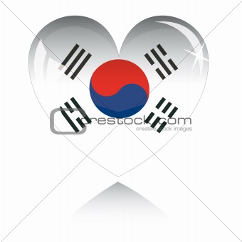 Vector heart with Korea flag texture isolated on a white.