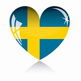 Vector heart with Sweden flag texture isolated on a white background.