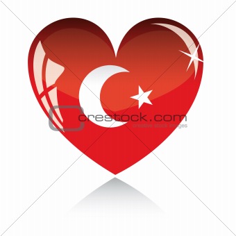 Vector heart with Turkey flag texture isolated on a white.