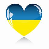 Vector heart with Ukraine flag texture isolated on a white.