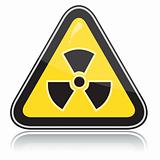 Yellow triangular warning sign of radiation hazards