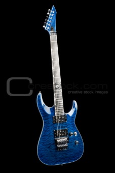 Blue rock guitar isolated on black