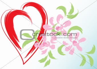 Greeting card with heart and flowers