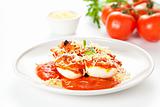 stuffed eggs with tomato cheese