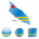 vector flag of aruba in map and web buttons shapes