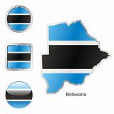 vector flag of botswana in map and web buttons shapes