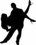 Couple of Dancers Silhouette on white background.