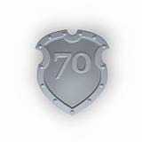 number seventy on metal shield