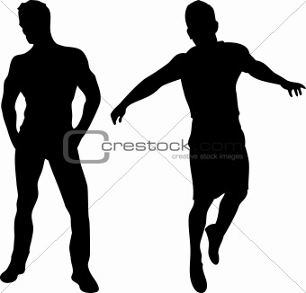 2 sexy men silhouettes on white background