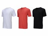 Collection of t-shirts on white background