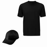 Black cap and t-shirt with clipping path