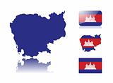 Cambodian map and flags