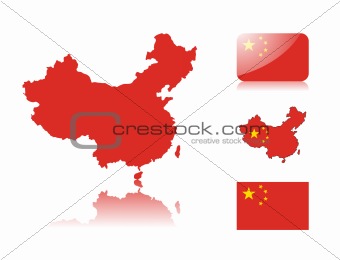 Chinese map and flags