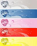 5 Diamond Heart Banners