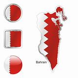 vector flag of bahrain in map and web buttons shapes