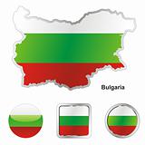 vector flag of bulgaria in map and web buttons shapes