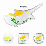 vector flag of cyprus in map and web buttons shapes