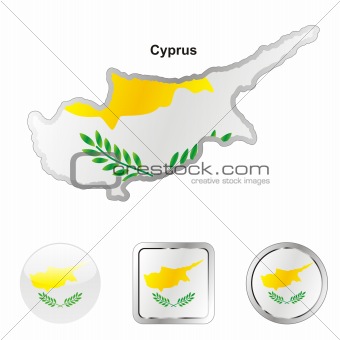 vector flag of cyprus in map and web buttons shapes