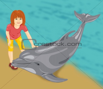 girl with a dolphin