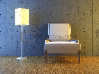 Seat and concrete wall