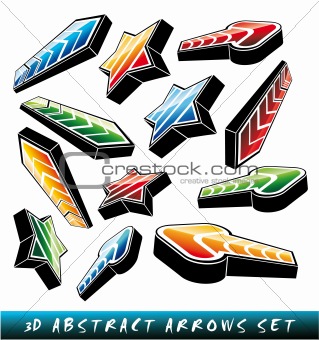 Colorful striped 3D arrows
