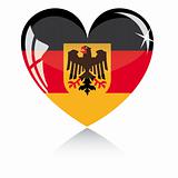 Vector heart with Germany flag texture isolated on a white background.