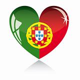 Vector heart with Portugal flag texture isolated on a white.