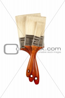 Three Different Sized Paint Brushes Isolated on White with Clipping Path.