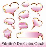 Valentine's Day Red and Gold Hearts and Clouds stickers
