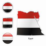flag of egypt in map and internet buttons shape