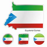flag of equatorial guinea in map and internet buttons shape