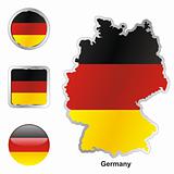 flag of germany in map and web buttons shapes