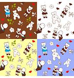four seamless patterns with bears