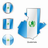 flag of guatemala in map and web buttons shapes