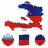 flag of haiti in map and web buttons shapes