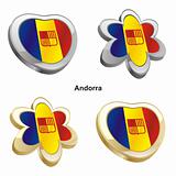 flag of andorra in map and web buttons shapes