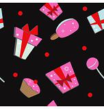 Seamless of colorful vector gift boxes and sweets