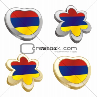 armenia flag in heart and flower shape