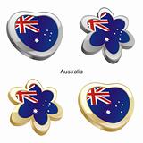 australia flag in heart and flower shape
