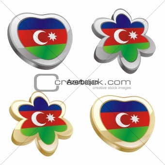 azerbaijan flag in heart and flower shape